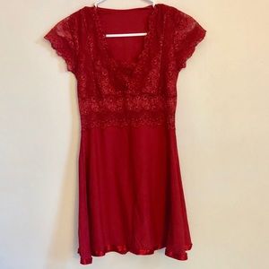 Red/Burgundy Sexy Nightdress with Lace